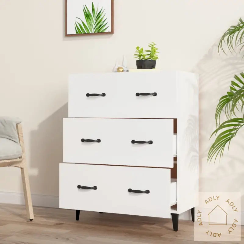 Skjenk Hvit 69,5X34X90 Cm Konstruert Tre