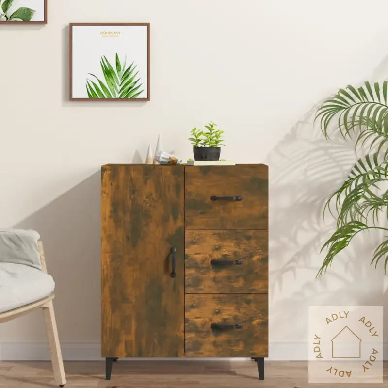Skjenk Røkt Eik 69,5X34X90 Cm Konstruert Tre