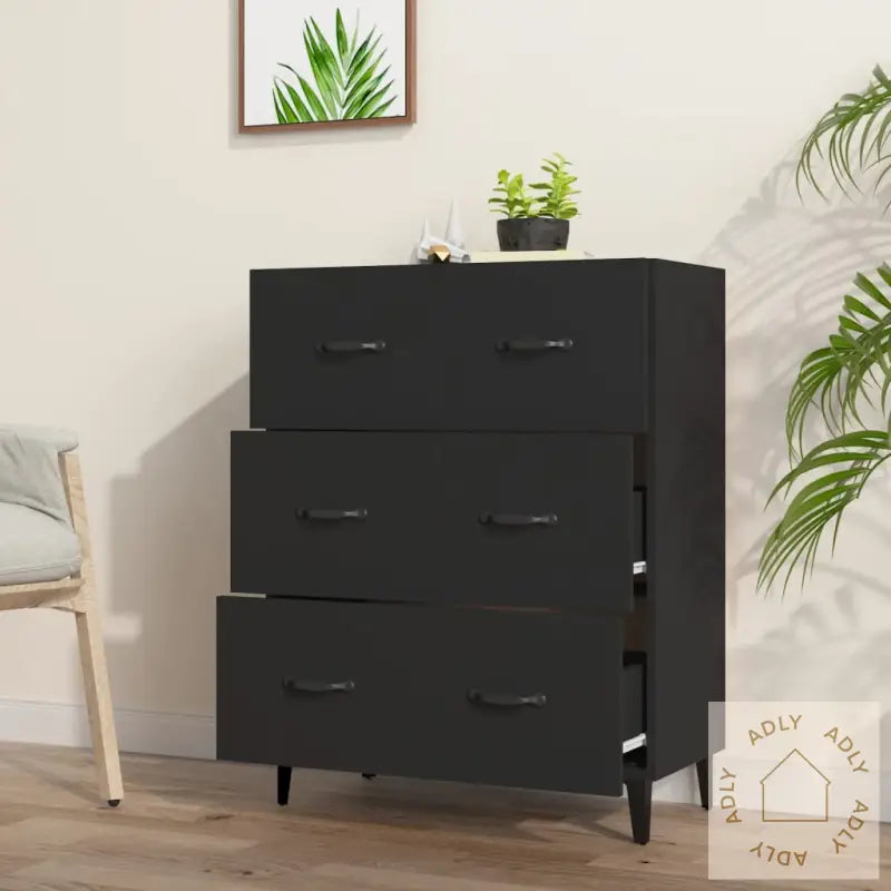 Skjenk Svart 69,5X34X90 Cm Konstruert Tre