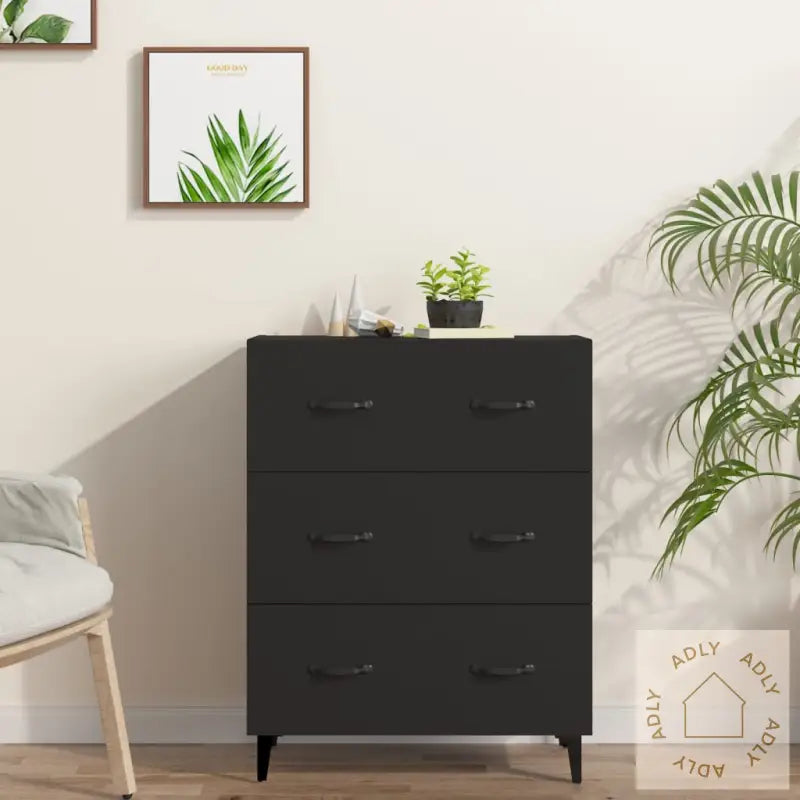 Skjenk Svart 69,5X34X90 Cm Konstruert Tre