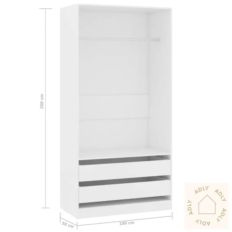 Garderobe Hvit 100X50X200 Cm Konstruert Tre