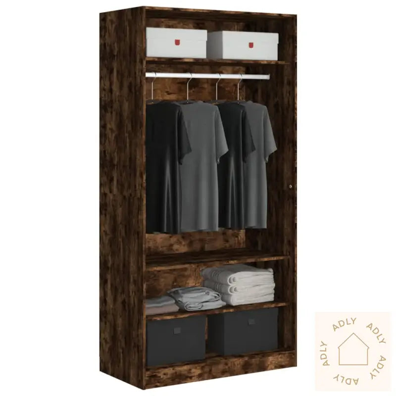 Garderobe Røkt Eik 100X50X200 Cm Konstruert Tre