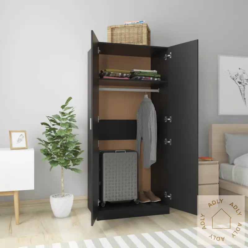Garderobe Svart 80X52X180 Cm Konstruert Tre