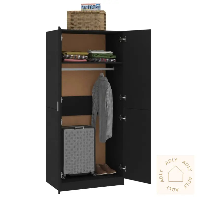 Garderobe Svart 80X52X180 Cm Konstruert Tre