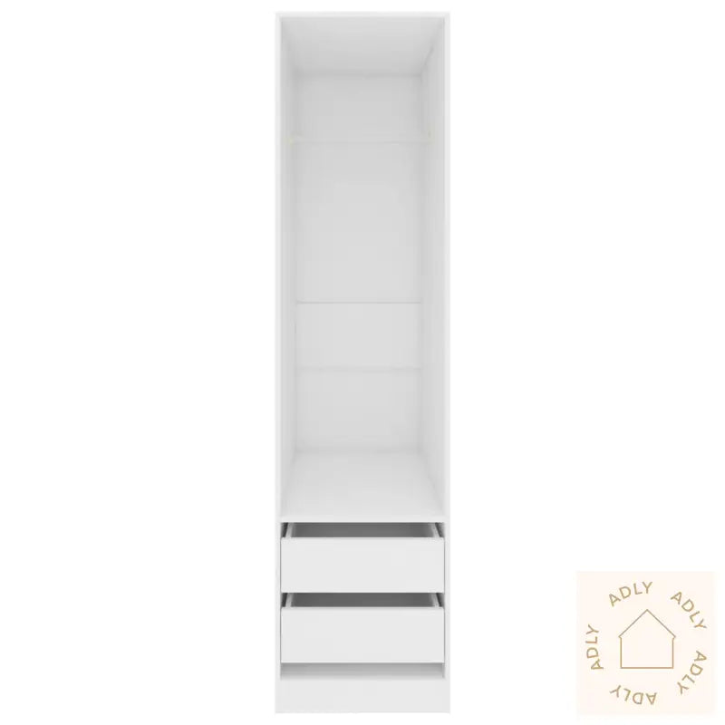 Garderobe Med Skuffer Hvit 50X50X200 Cm Konstruert Tre