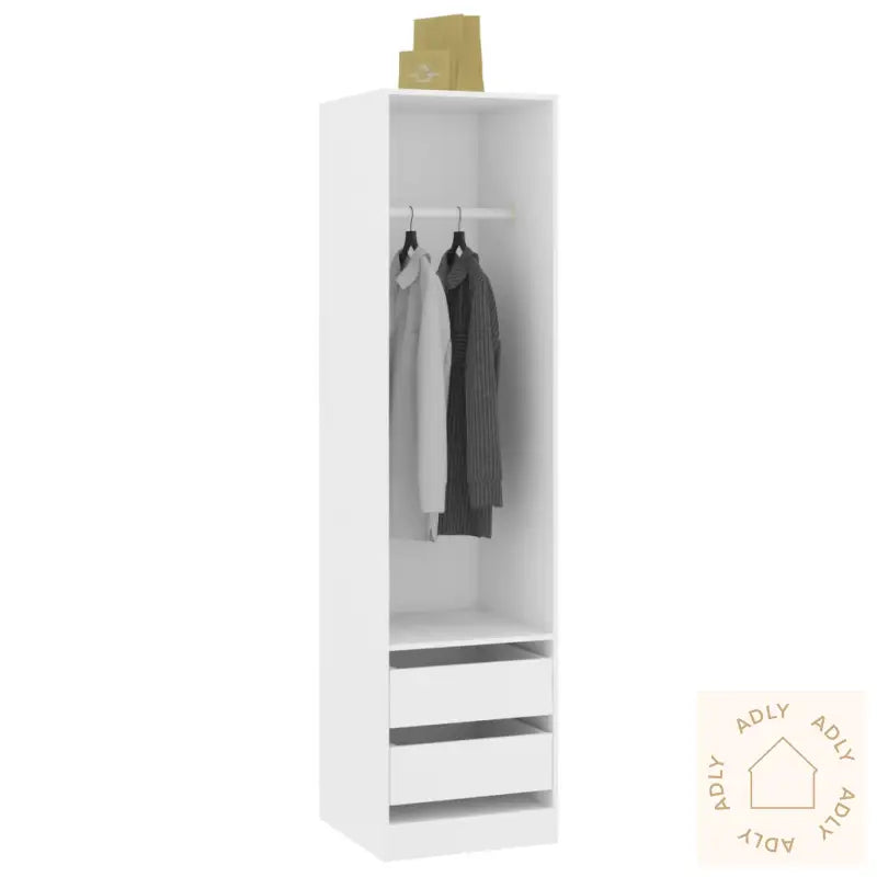 Garderobe Med Skuffer Hvit 50X50X200 Cm Konstruert Tre