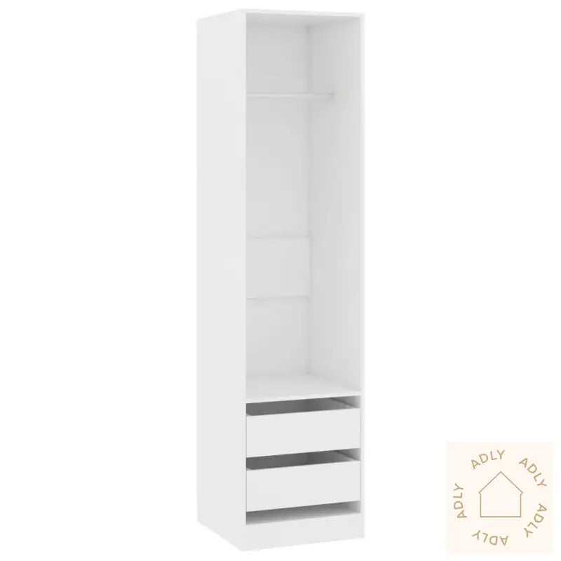 Garderobe Med Skuffer Hvit 50X50X200 Cm Konstruert Tre