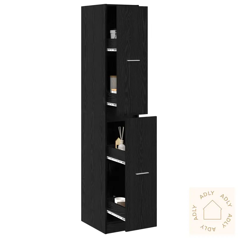 Apotekskap Svart Eik 30X41X174,5 Cm Kryssfiner
