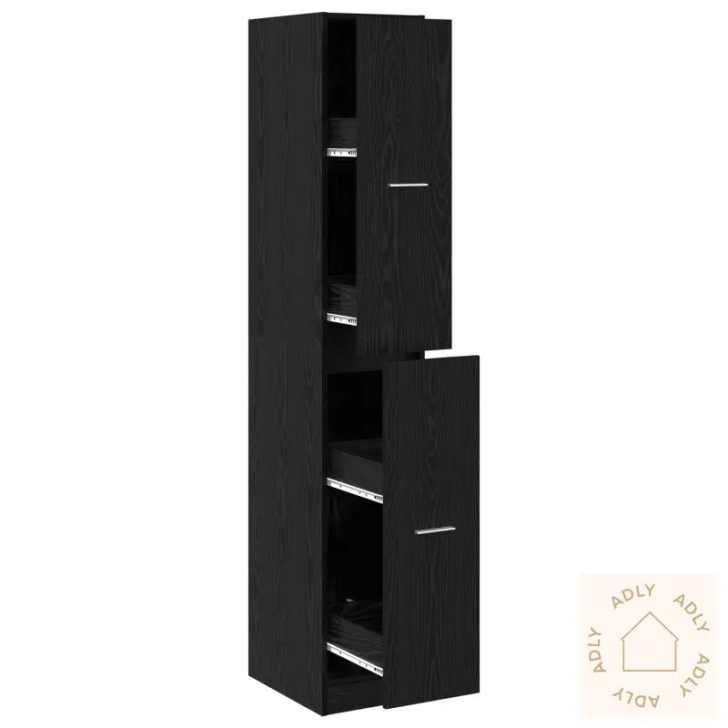 Apotekskap Svart Eik 30X41X174,5 Cm Kryssfiner