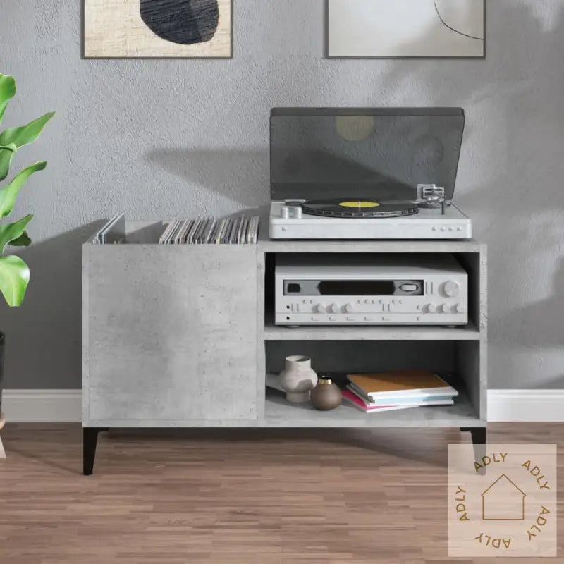 Hifi-Benk Betonggrå 84,5X38X48 Cm Konstruert Tre