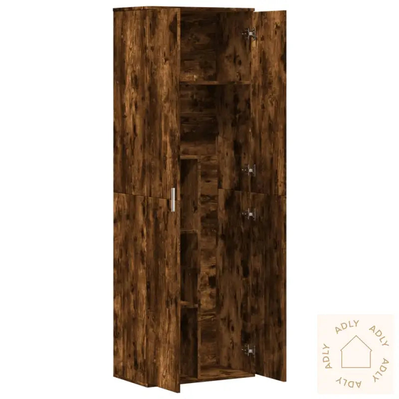 Highboard Røkt Eik 60X35X180 Cm Konstruert Tre