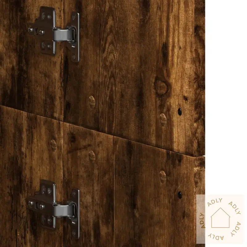 Highboard Røkt Eik 60X35X180 Cm Konstruert Tre