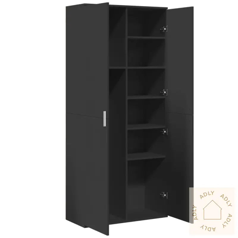 Highboard Svart 80X35X180 Cm Konstruert Tre