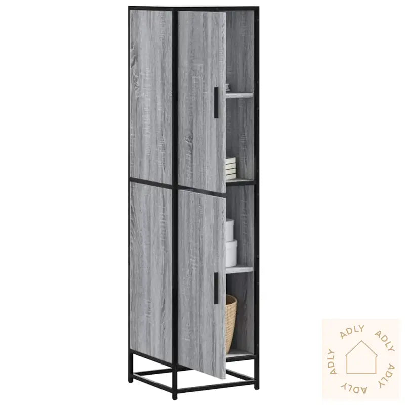 Highboard Grå Sonoma 35,5X35X139 Cm Konstruert Tre Og Metall