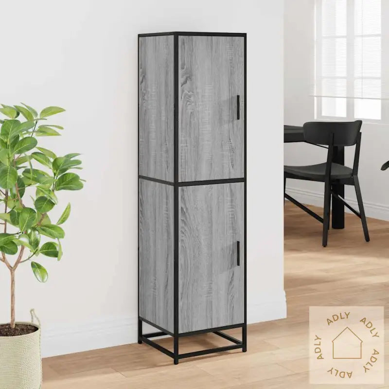 Highboard Grå Sonoma 35,5X35X139 Cm Konstruert Tre Og Metall