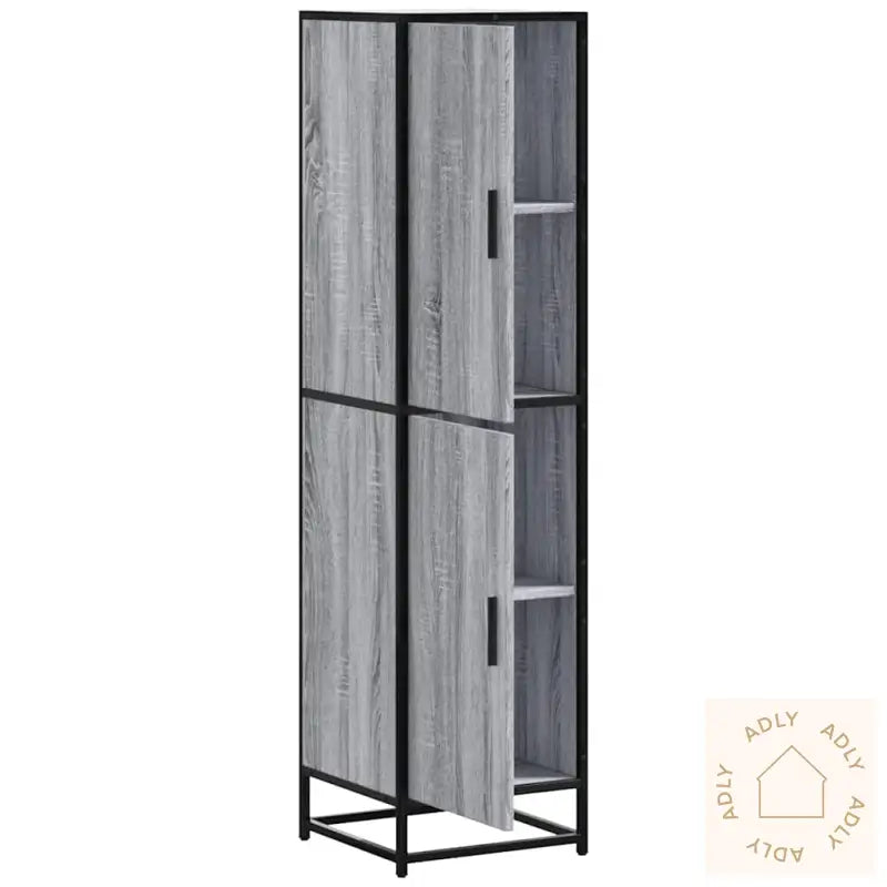 Highboard Grå Sonoma 35,5X35X139 Cm Konstruert Tre Og Metall