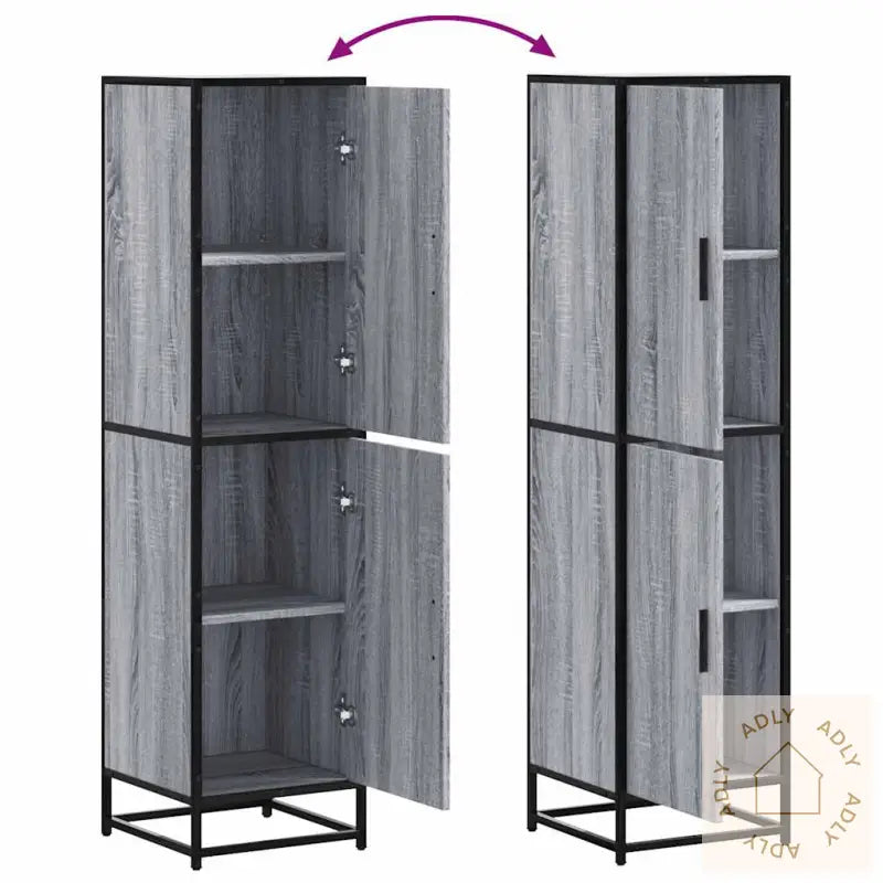 Highboard Grå Sonoma 35,5X35X139 Cm Konstruert Tre Og Metall