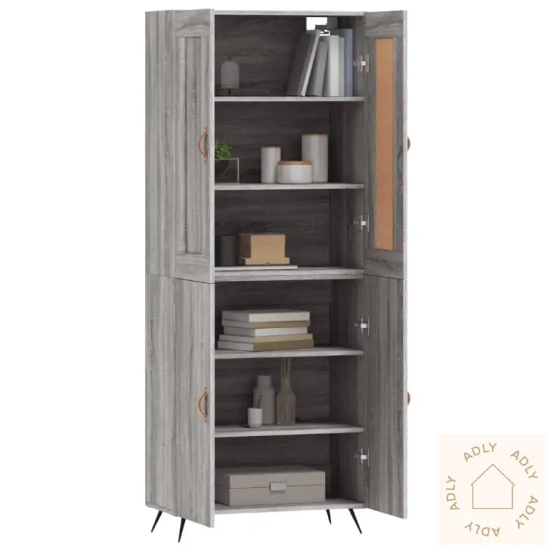 Highboard Grå Sonoma 69,5X34X180 Cm Konstruert Tre