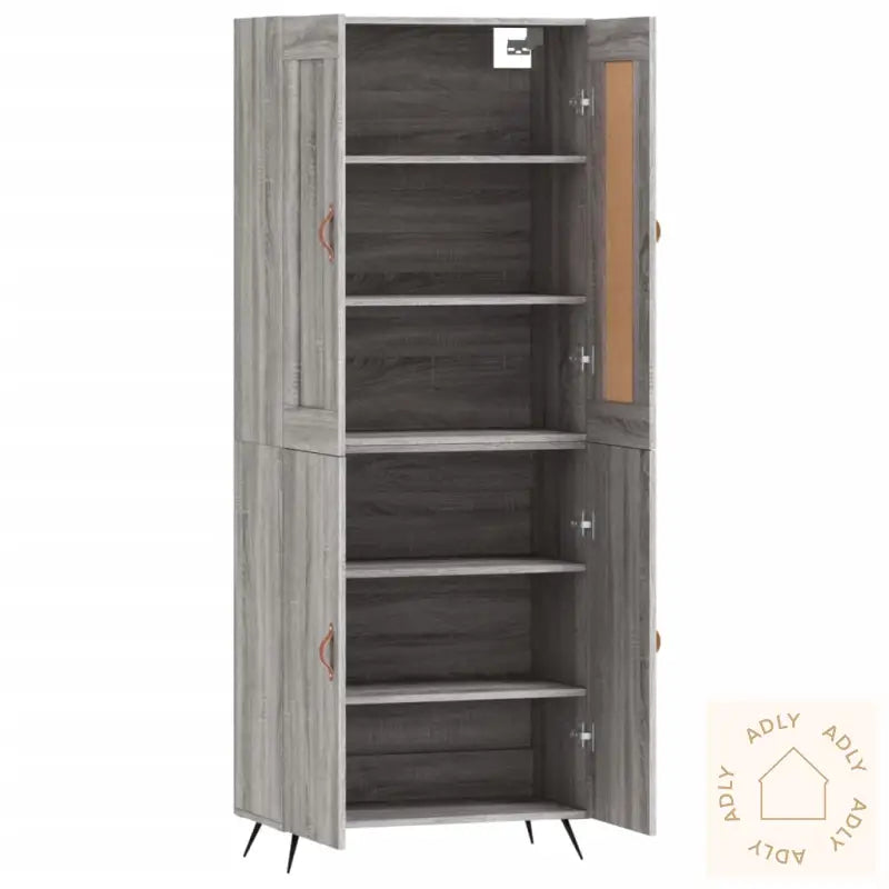 Highboard Grå Sonoma 69,5X34X180 Cm Konstruert Tre
