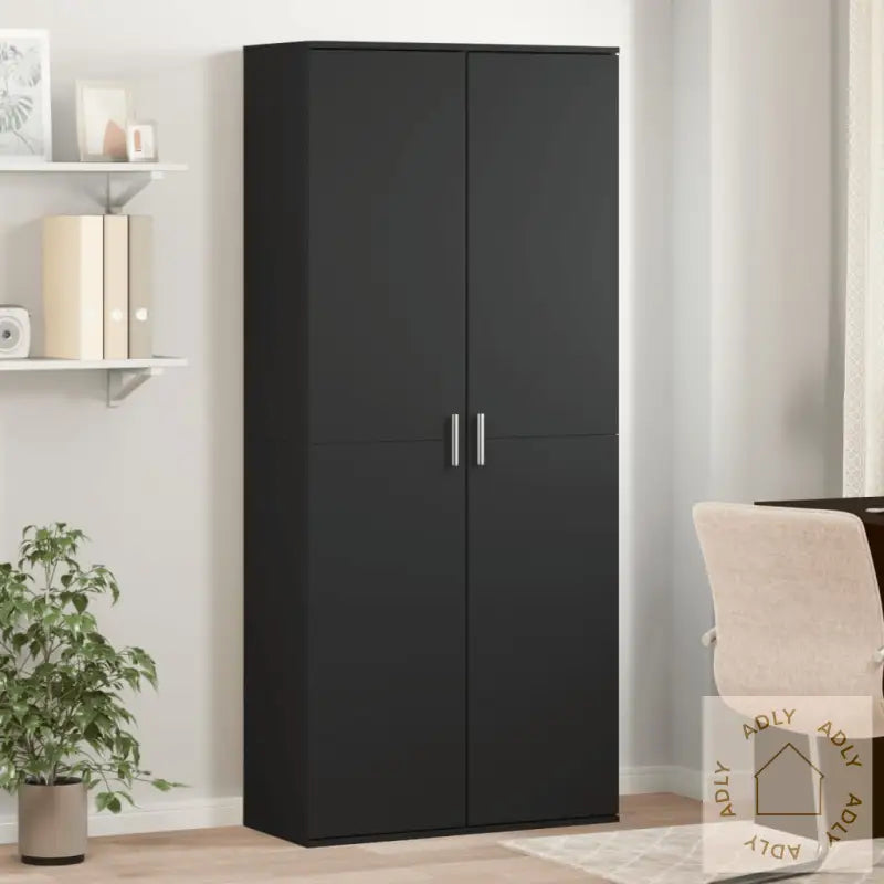 Highboard Svart 80X35X180 Cm Konstruert Tre