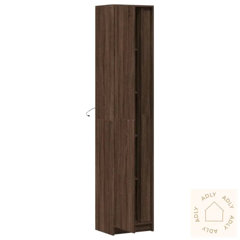 Garderobe Med Led Brun Eik 41,5X32,5X200 Cm Konstruert Tre