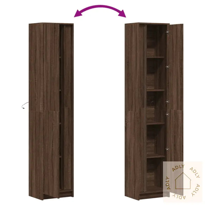 Garderobe Med Led Brun Eik 41,5X32,5X200 Cm Konstruert Tre