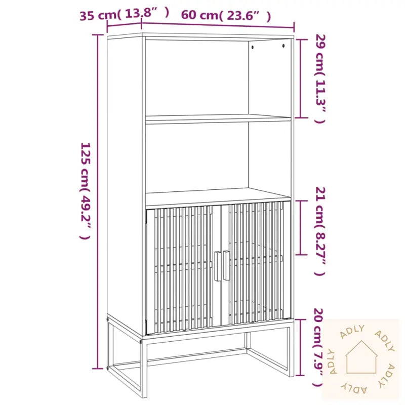 Highboard 60X35X125 Cm Konstruert Tre
