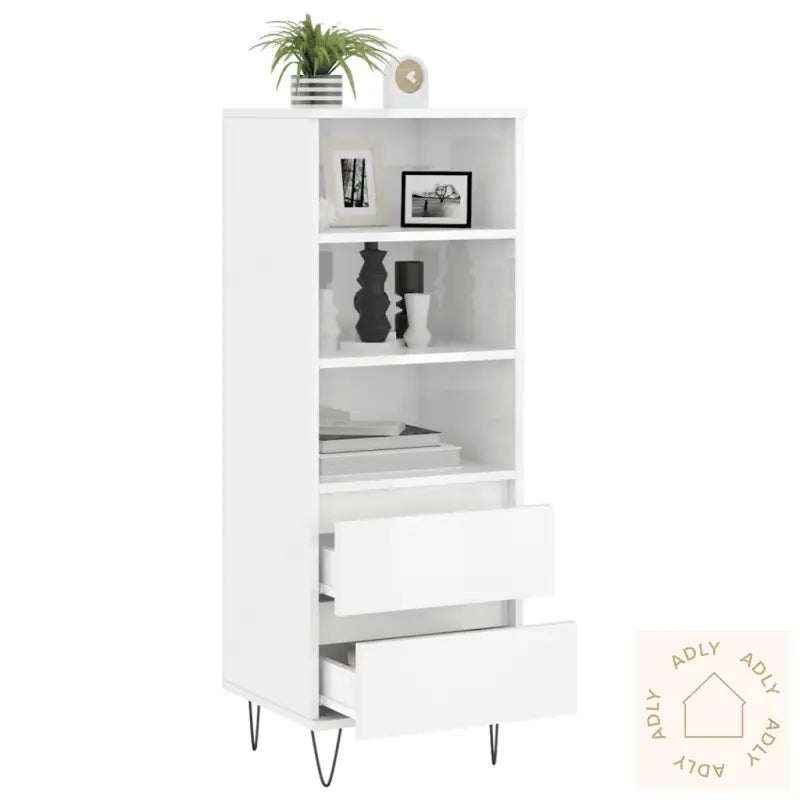 Highboard Høyglans Hvit 40X36X110 Cm Konstruert Tre