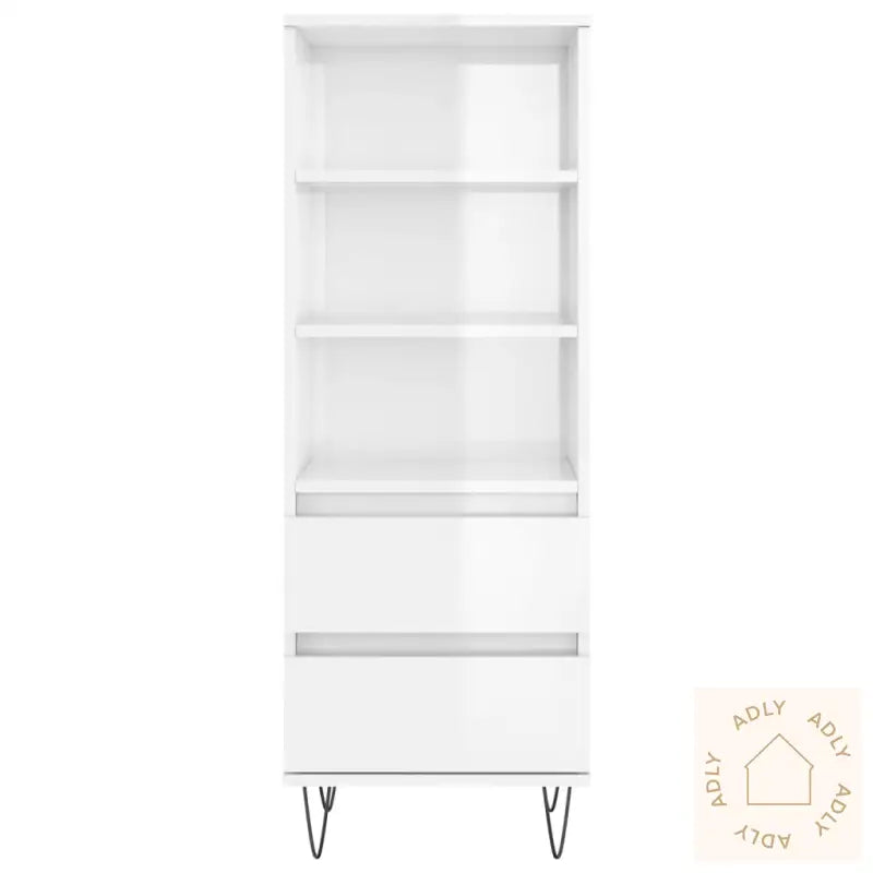 Highboard Høyglans Hvit 40X36X110 Cm Konstruert Tre