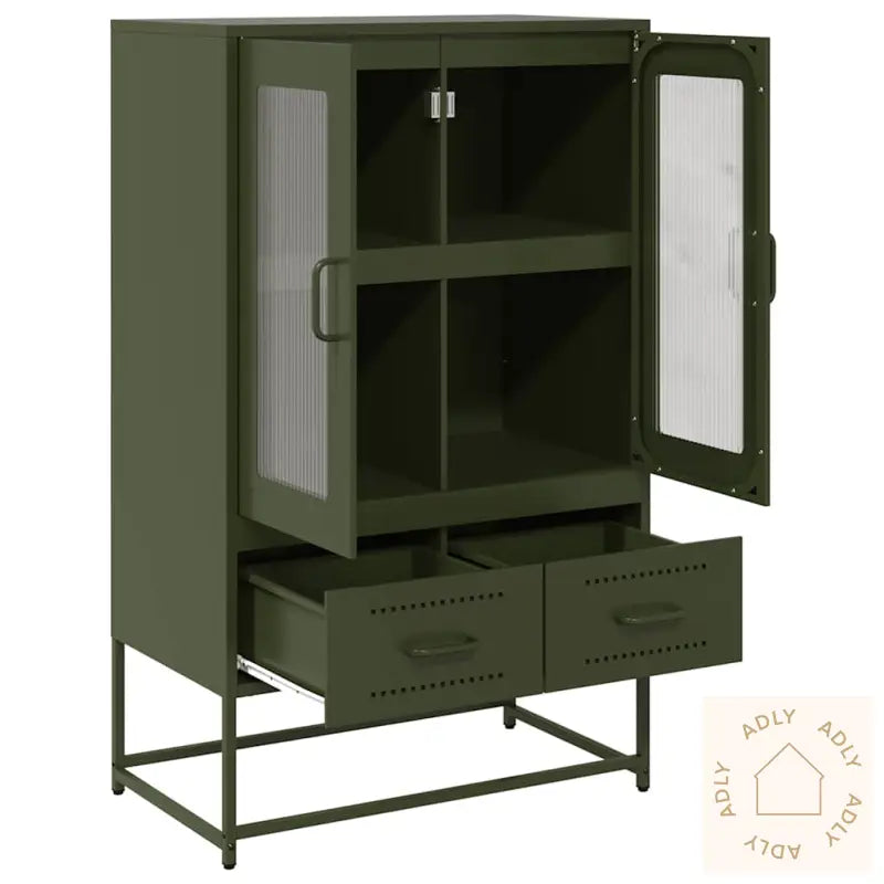 Highboard Olivengrønn 68X39X111,5 Cm Stål