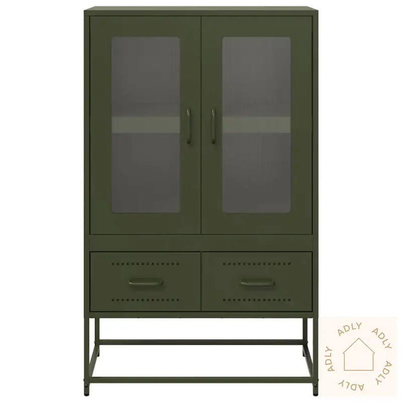 Highboard Olivengrønn 68X39X111,5 Cm Stål