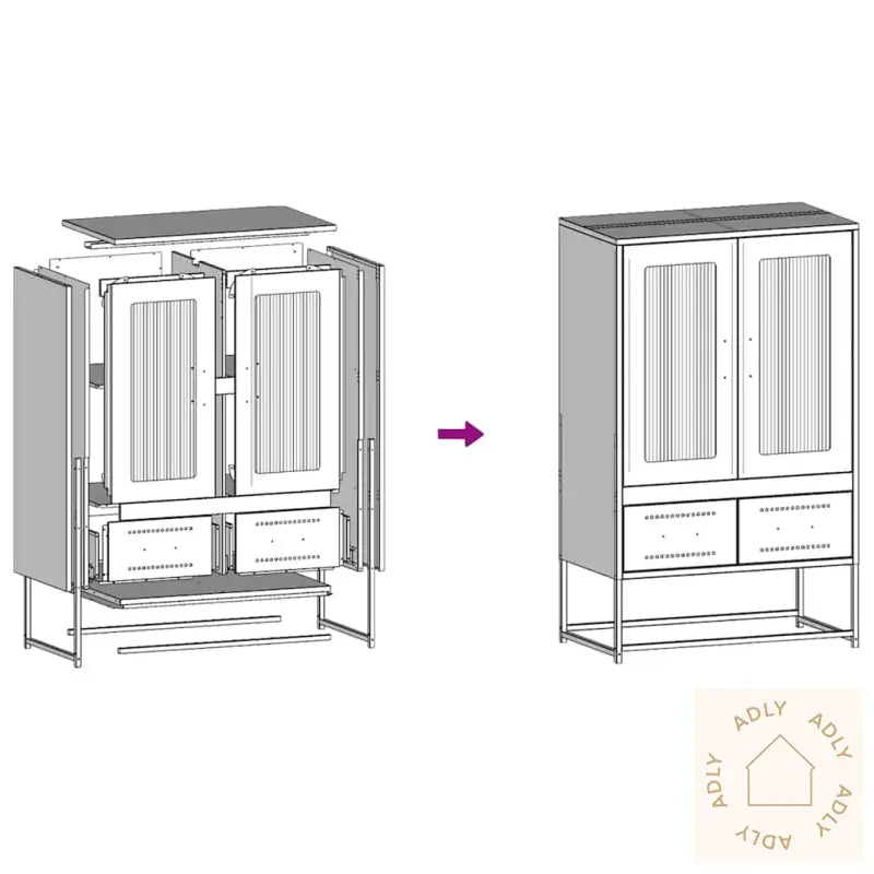 Highboard Olivengrønn 68X39X111,5 Cm Stål