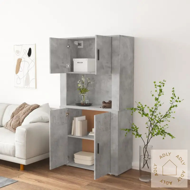 Highboard Betonggrå Konstruert Tre