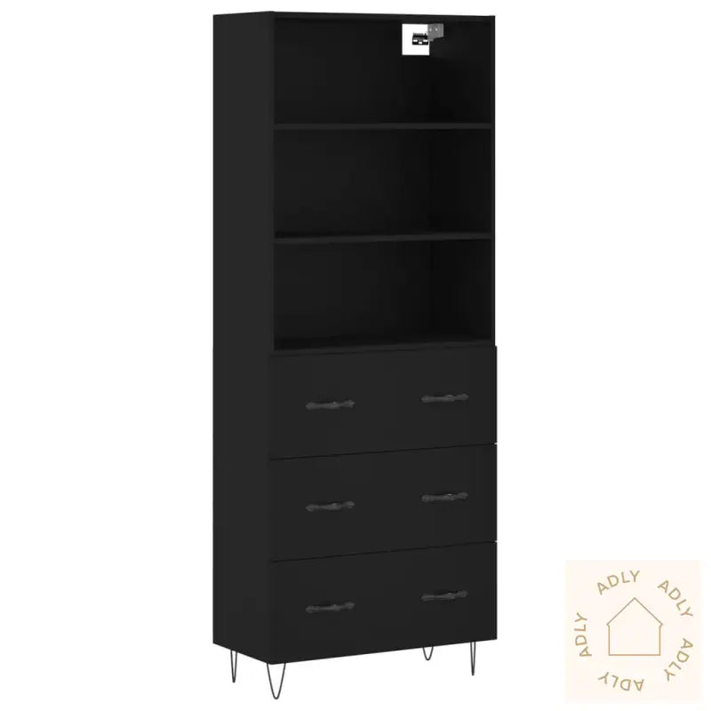 Highboard Svart 69,5X34X180 Cm Konstruert Tre