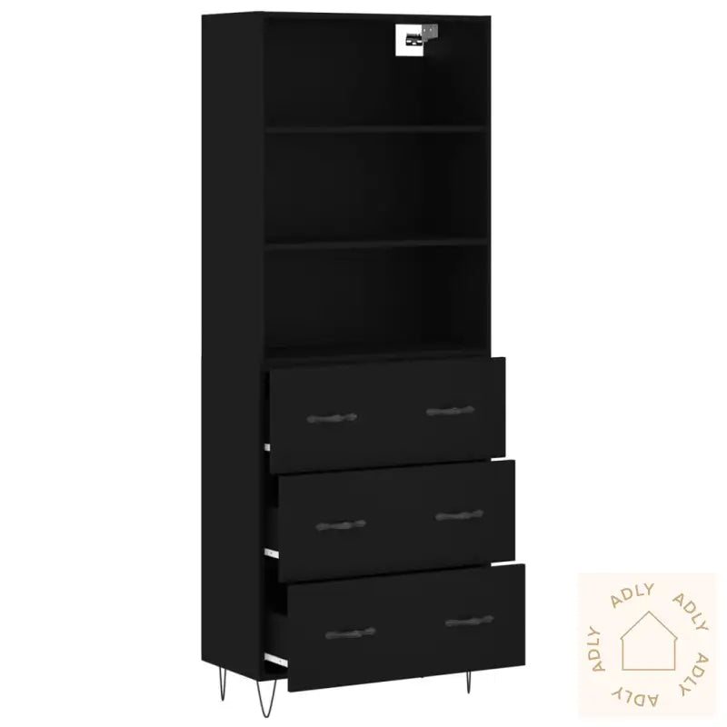 Highboard Svart 69,5X34X180 Cm Konstruert Tre