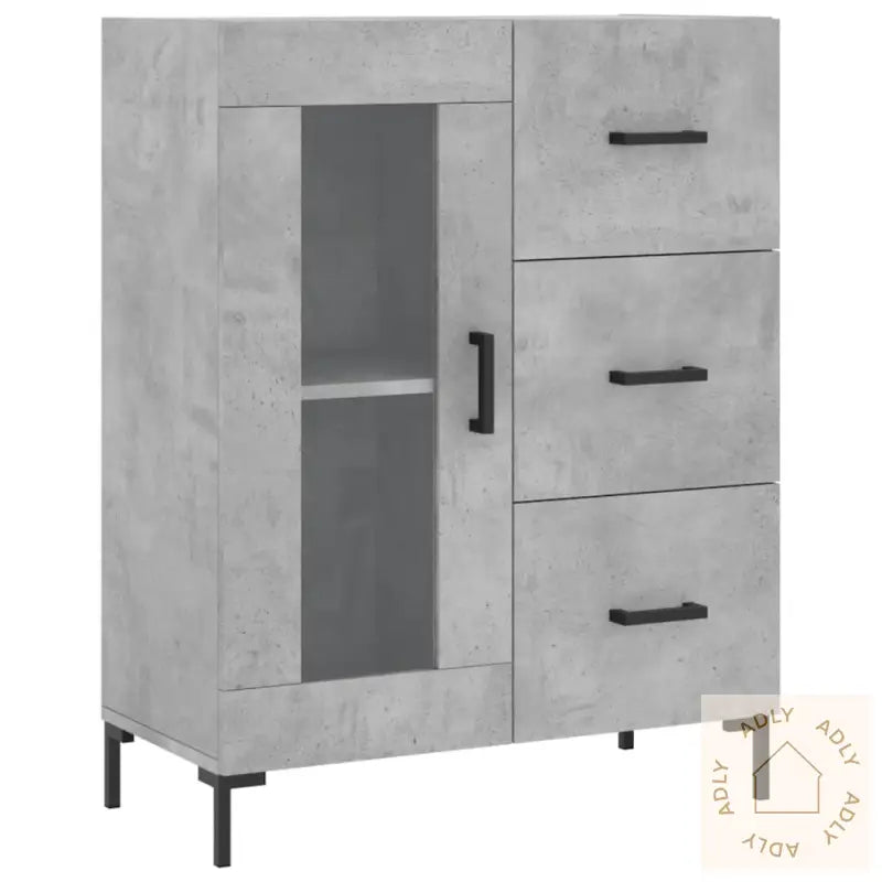 Highboard Betonggrå 69,5X34X180 Cm Konstruert Tre