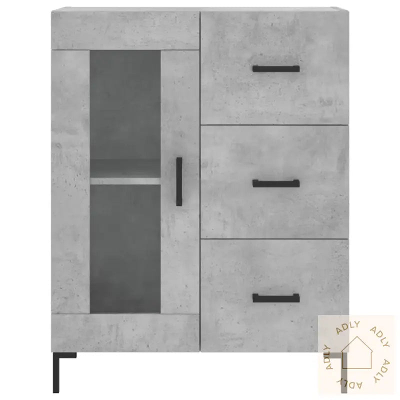 Highboard Betonggrå 69,5X34X180 Cm Konstruert Tre