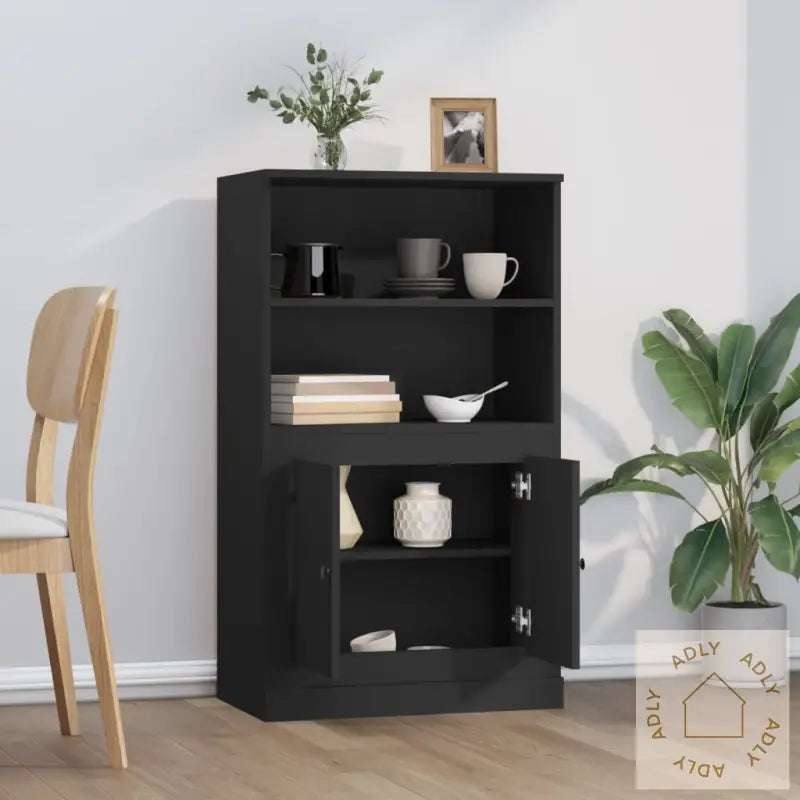 Highboard Svart 60X35,5X103,5 Cm Konstruert Tre