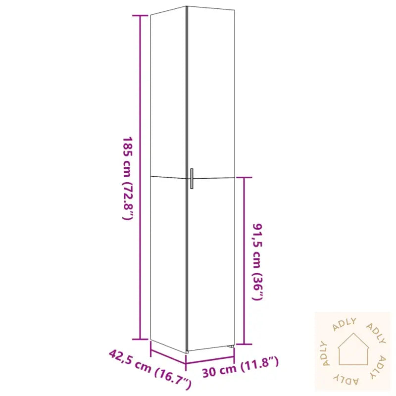 Hylle Sonoma Eik 30X42,5X185 Cm Konstruert Tre