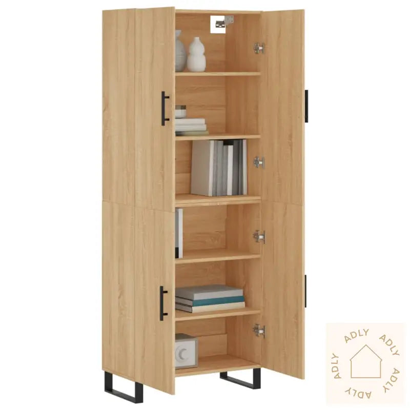 Highboard Sonoma Eik 69,5X34X180 Cm Konstruert Tre