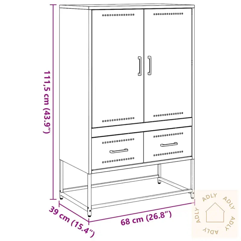 Highboard Sennepsgul 68X39X111,5 Cm Stål