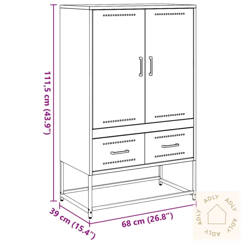 Highboard Svart 68X39X111,5 Cm Stål