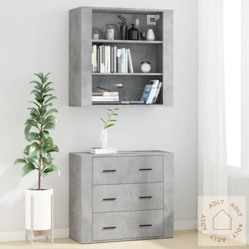 Highboard Betonggrå Konstruert Tre