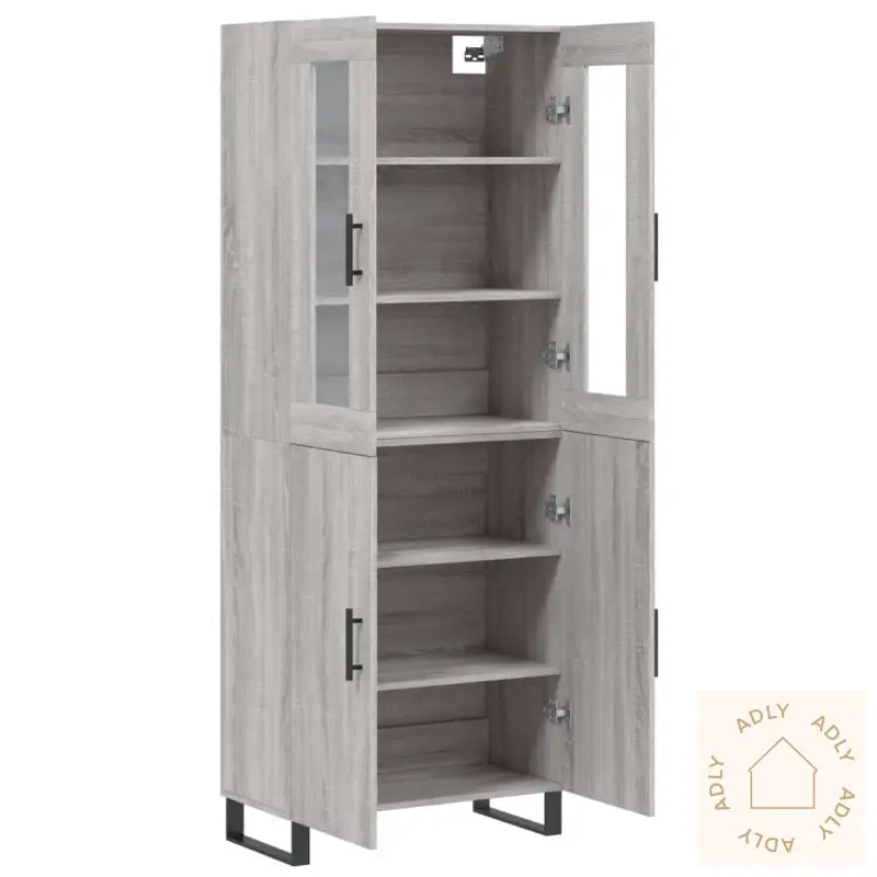Highboard Grå Sonoma 69,5X34X180 Cm Konstruert Tre
