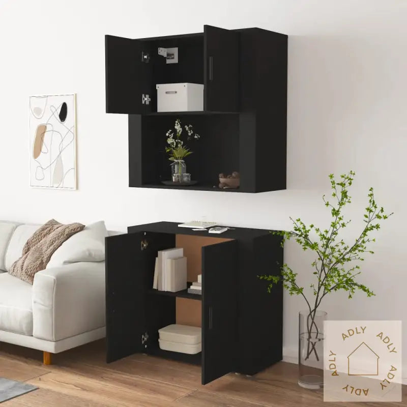 Highboard Svart Konstruert Tre