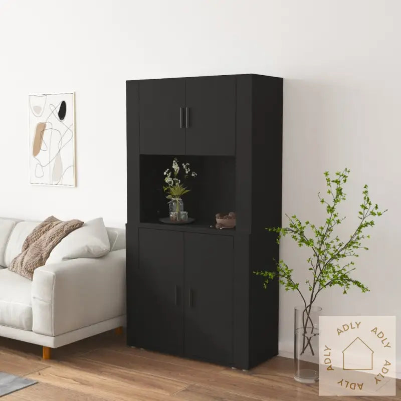 Highboard Svart Konstruert Tre