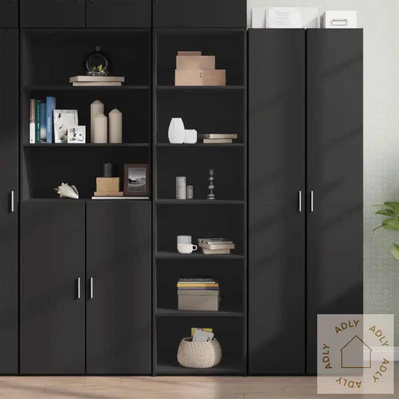Highboard Svart 50X41X185 Cm Konstruert Tre