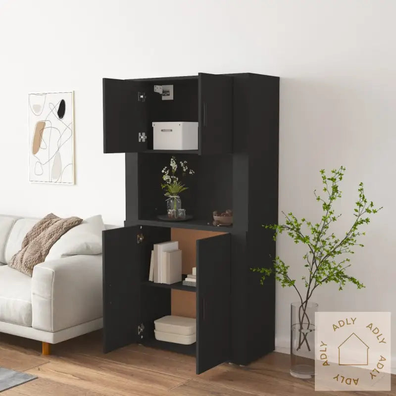 Highboard Svart Konstruert Tre