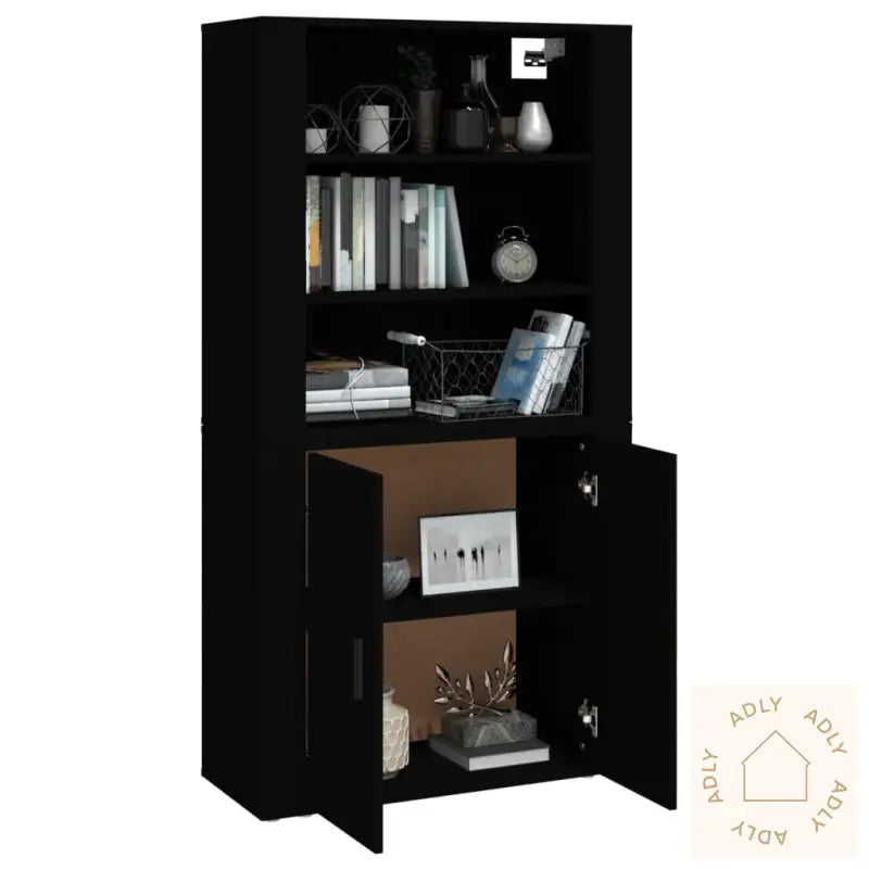 Highboard Svart Konstruert Tre