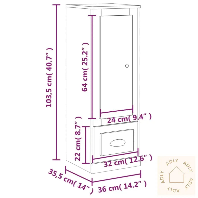 Highboard Hvit 36X35,5X103,5 Cm Konstruert Tre